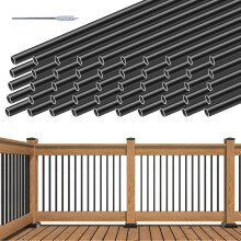 Muzata 50Pack 32" Balustres de Alumínio Redondos Pretos para Deck
