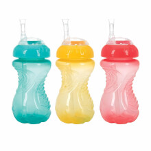NUBY 3 Pack Bez rozlit Ohebn slmov kelmky pro batolata Sippy - Hrnecky pro batolata odoln proti rozlit se snadnm a pevnm uchopenm - Kelmky