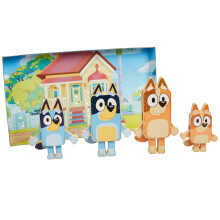 Bluey Wooden Character Figures - 4 Colorful Wooden Figures - FSC Certified for Children 3 Years and Up