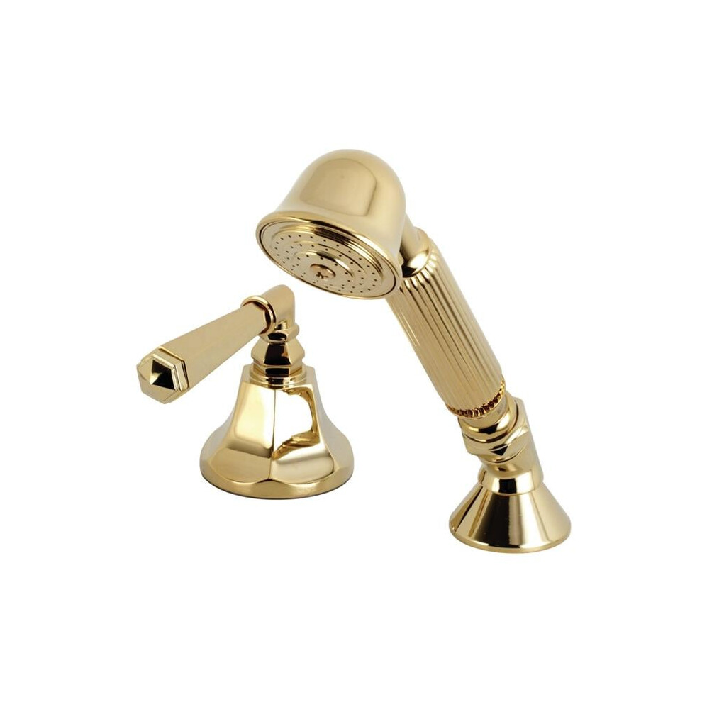 Kingston Brass Ksk4302hltr Deck Mount Hand Shower With Diverter For Roman Tub Faucet, Polished Brass 663370108693