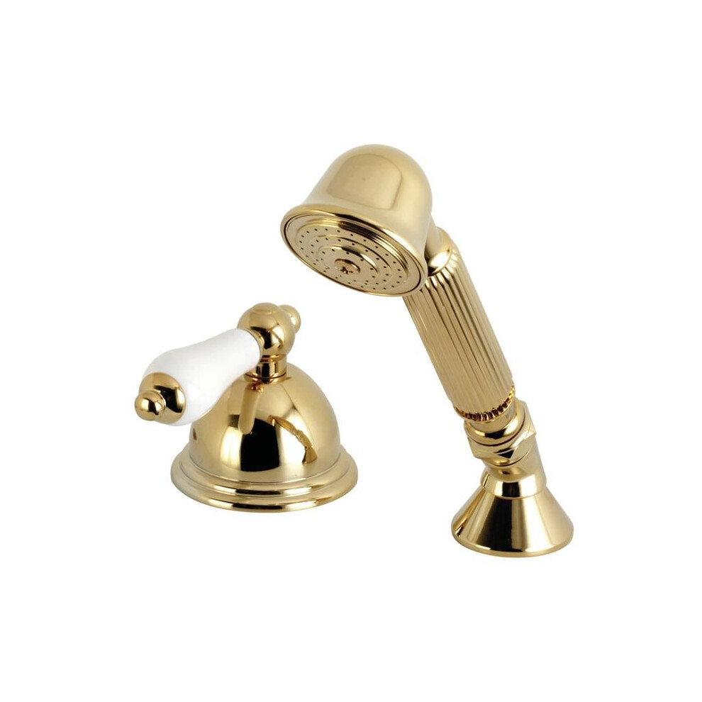 Kingston Brass Ksk3352pltr Deck Mount Hand Shower With Diverter For Roman Tub Faucet, Polished Brass 663370108532
