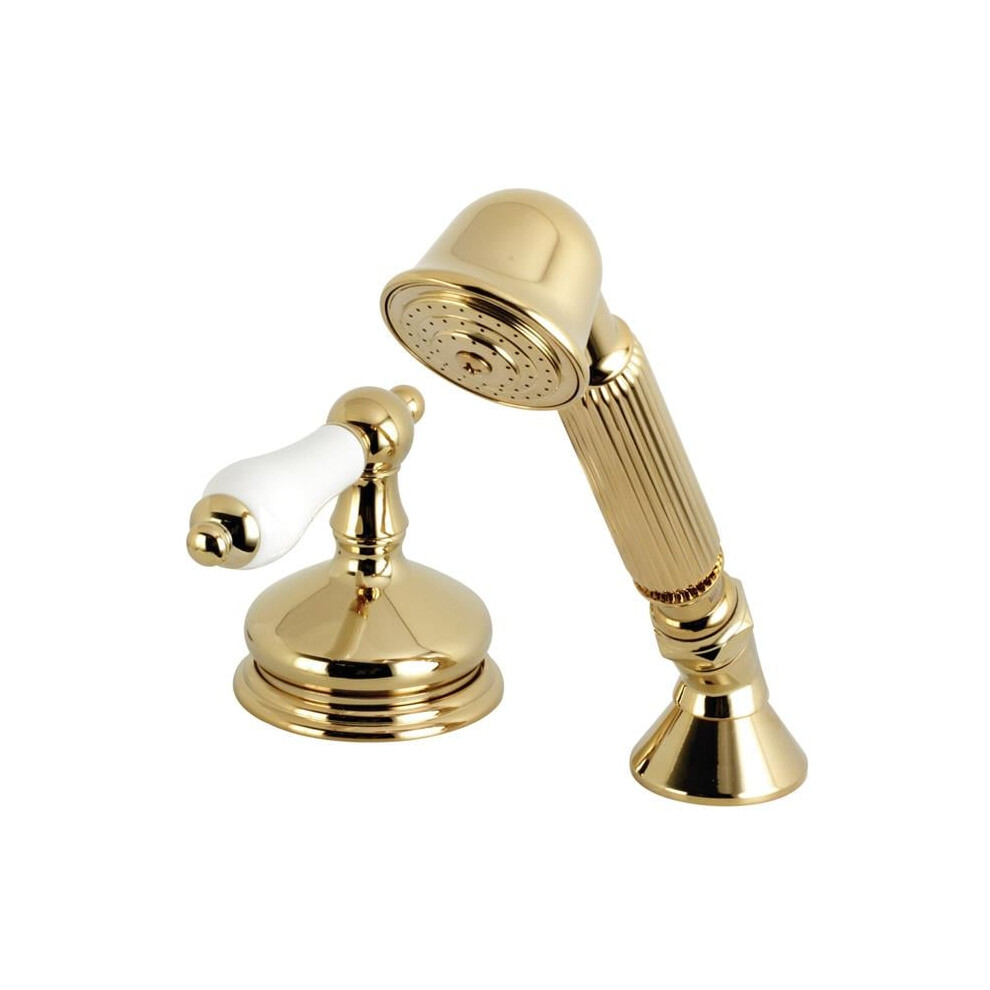 Kingston Brass Ksk3332pltr Deck Mount Hand Shower With Diverter For Roman Tub Faucet, Polished Brass 663370108372