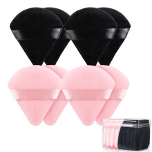 8 Pcs Triângulo Pó Puff com Estojo, Esponja de Maquiagem Velour para Base Cosmética