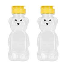 2PCS zlty 8 uncji plastikowy niedzwiedz mid sloiki z butelki miodowe pusta butelka miodowa z klapka pokrywka do przechowywania i wydawania zlt