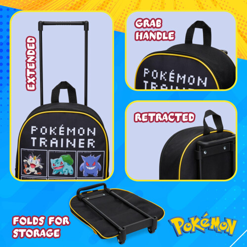 Pokémon Παιδική Τσάντα Ροδάκι με Pokemon 15”, 10.5 Λίτρα 2 Ρόδες Μαύρη (Μαύρη/Πολύχρωμη) 2