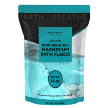 Aromasong Fiocchi di magnesio dal Mar Morto da 14 OZ. Confezione richiudibile - Sali da bagno al cloruro di magnesio per un rilassamento muscolar