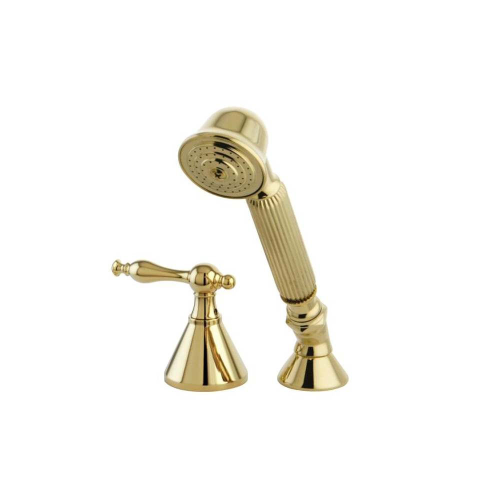 Kingston Brass Ksk2362nltr Deck Mount Hand Shower With Diverter For Roman Tub Faucet, Polished Brass 663370108082