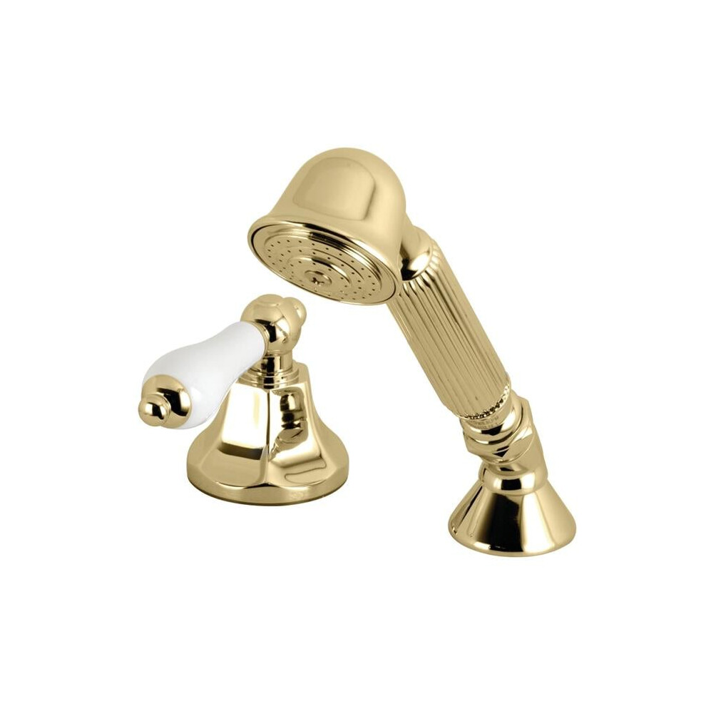 Kingston Brass Ksk4302pltr Deck Mount Hand Shower With Diverter For Roman Tub Faucet, Polished Brass 663370108730