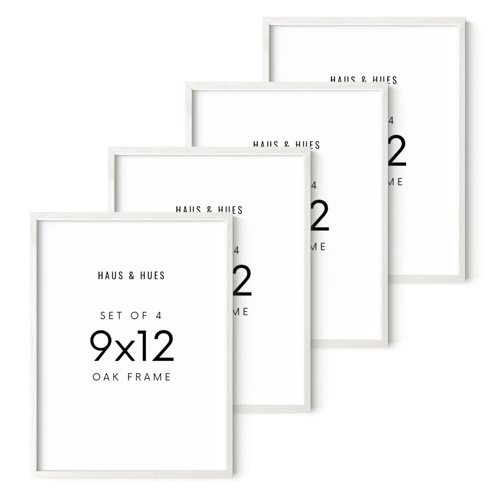 Ensemble de 4 cadres photo 9x12 HAUS AND HUES - Cadres photo en bois 9x12 Ensemble de cadres photo 12x9 Cadres en bois naturel Cadres photo 9 X 12