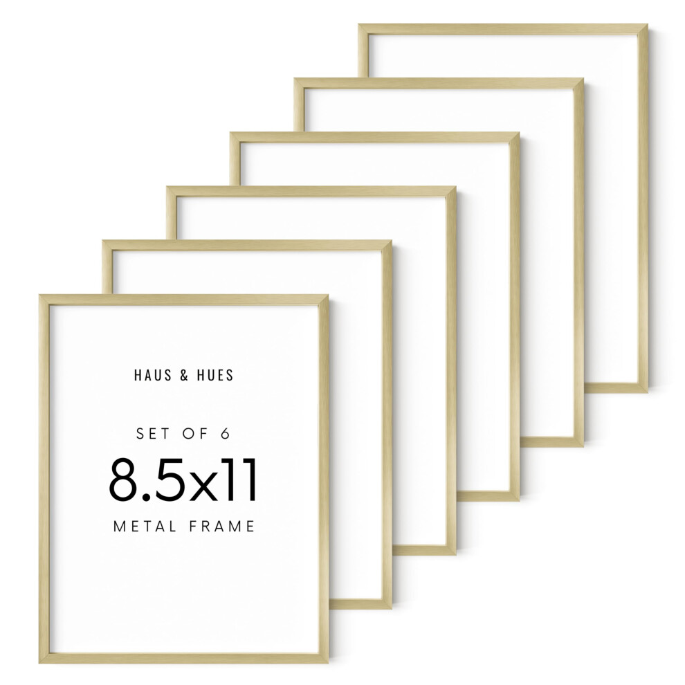 Haus And Hues 85X11 Gouden Metalen Fotolijsten Kenmerken Premium Aluminium Verticaal Horizontaal Hangen Onbreekbaar Plexiglas-image