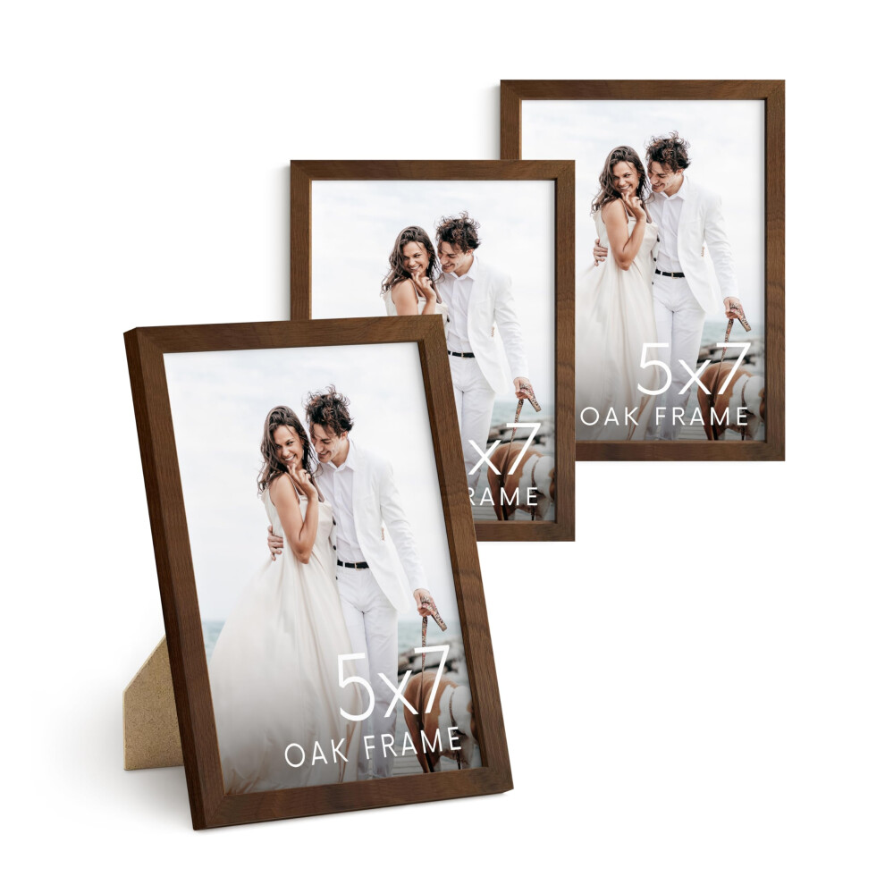Cadres photo en bois de noyer HAUS AND HUES 5x7 Ensemble de 3 cadres 5x7 pour photos Ensemble de cadres muraux de galerie 5x7 Cadres photo Coll