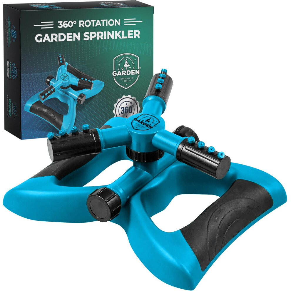 Joeys Sprinkler for Yard Rotating Garden Sprinkler for Large Area Coverage Lawn and Yard Sprinklers Blue