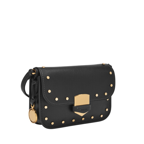 Fossil Fossil Lennox Flap Crossbody  Small Black W/Studs 2