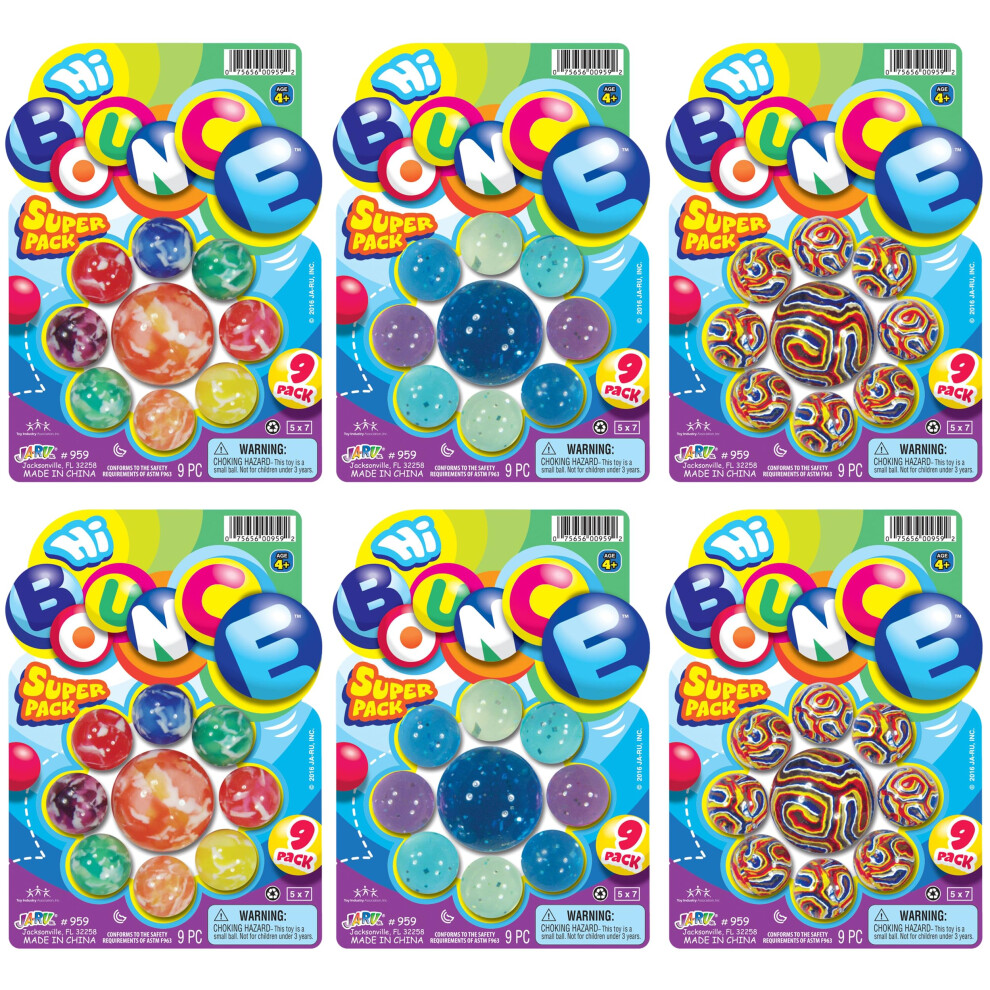 Balles Rebondissantes 2CHILL Hi Bounce (Lot De 2, 9 Balles Chacune) : Balles Rebondissantes Color Es En Caoutchouc Pour Enfants. Cadeaux De F Te-image