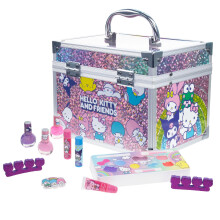 Hello Kitty & Friends - Set trucco Townley Girl Train Case per bambini, include lucidalabbra, occhi brillanti, smalto per unghie, pennelli e molt