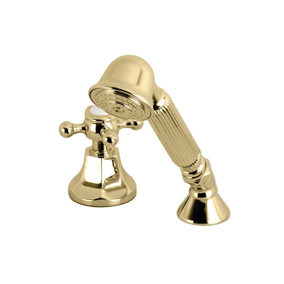 Kingston Brass Ksk4302bxtr Deck Mount Hand Shower With Diverter For Roman Tub Faucet, Polished Brass 663370108655