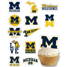 Accessoires de fête Cupcake U de M pour football, anniversaire, graduation (24 pièces) (Wolverines du Michigan)