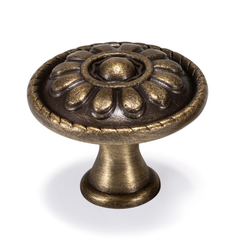 Fecraf 15 Pack Antique Brass Drawer Knobs Vintage Dresser Drawers Knobs Solid Round Cabinet Knobs Single Hole Cabinet Hardware for Refinished Furnitur