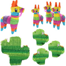 GIFTEXPRESS 4 Mini-Esel-Pinata und 4 Mini-Kaktus-Pinatas, Cinco de Mayo Pinata, Lama-Pinata, Fiestas, Dekorationen, Partygeschenke (4 Mini-Esel-Pinat