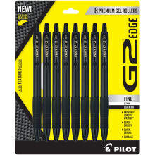 Dlugopisy zelowe Pilot G2 Edge Premium Fine Point 0,7 mm, czarne, 8 szt