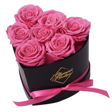 GLAMOUR BOUTIQUE Caixa em Forma de Coração 7 Peças - Rosas Preservadas que Duram um Ano