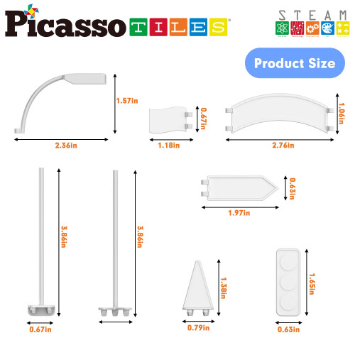 PicassoTiles Σετ Μαγνητικών Πλακιδίων για Κατασκευή Πίστας Αγώνων με Σημάδια 1