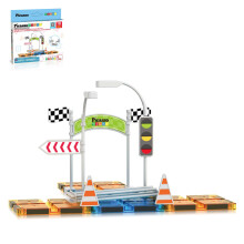 Picassotiles Magnet Tile kompatible bygning Race Track Kit Trafikskilt Tilbeh?r Stabilisatorer med klisterm?rker Set STEM Uddannelsesmagneter Tod