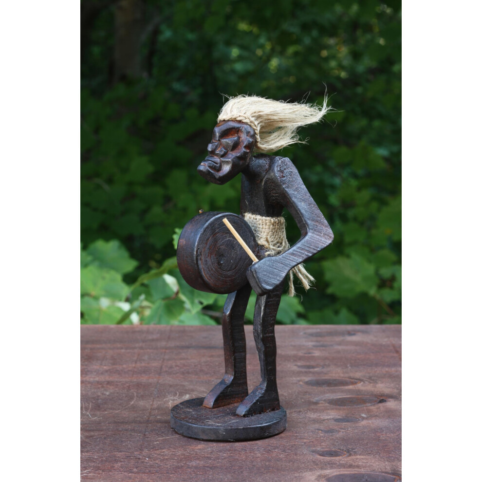 Kolekcja G6 Recznie Robiona Drewniana Prymitywna Plemienna Zabawna Statua Rzezba Tiki Bar Recznie Wykonana Wyjatkowy Prezent Akcent Wystroju Domu Fig-image