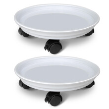 JzNova 2 Pack de Suportes de Plantas Móveis com Rodas, Palete para Vasos, Bandeja para Plantas, Branca