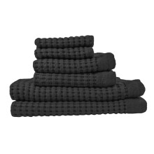 Serviette de gaufre de Gilden Tree Set Seche rapide mince | 2 serviettes de bain | 2 serviettes a main | 2 anthles de lavage Modern Style (noir f