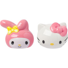 Silver Buffalo Sanrio Hello Kitty & My Melody 3D-Skulptur Keramik Salz- und Pfefferstreuer-Set