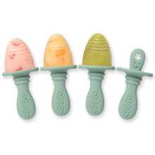 Silikónové Petite Pops - Forma na detské nanuky PrimaStella - Bez BPA - Vhodné do umývacky riadu - Od 4 mesiacov (hryzátka šalviovo zelené)