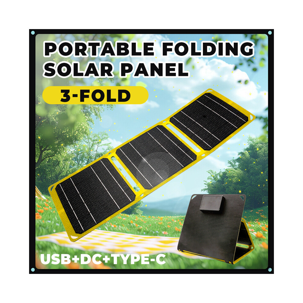 (21W) 21W Foldable Solar Panel Charger with USB-C and USB-A Outputs for Phones, Power Banks, Tablets - Waterproof for Camping,