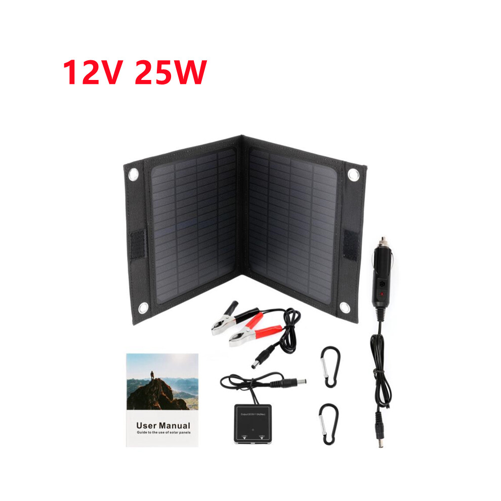 12V 25W Outdoor Portable  Folding Solar Cells Charger Foldable Solar Panel Charger Mobile Power Bank for Phone Battery USB