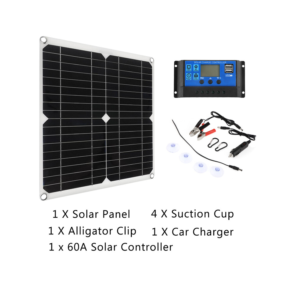 (280x280mm 60A) 60W Solar Panel Kit Complete Camping Foldable  Power Station MPPT Portable Generator Charger 18V for Car Boat Caravan Camp