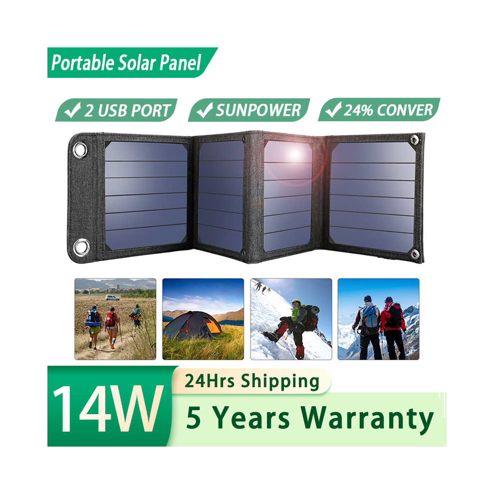 (14W) 14W 25W 28W Solar Panel Portable Kit Solar System Foldable Waterproof USB Charger for Phone, Power Bank, Camping