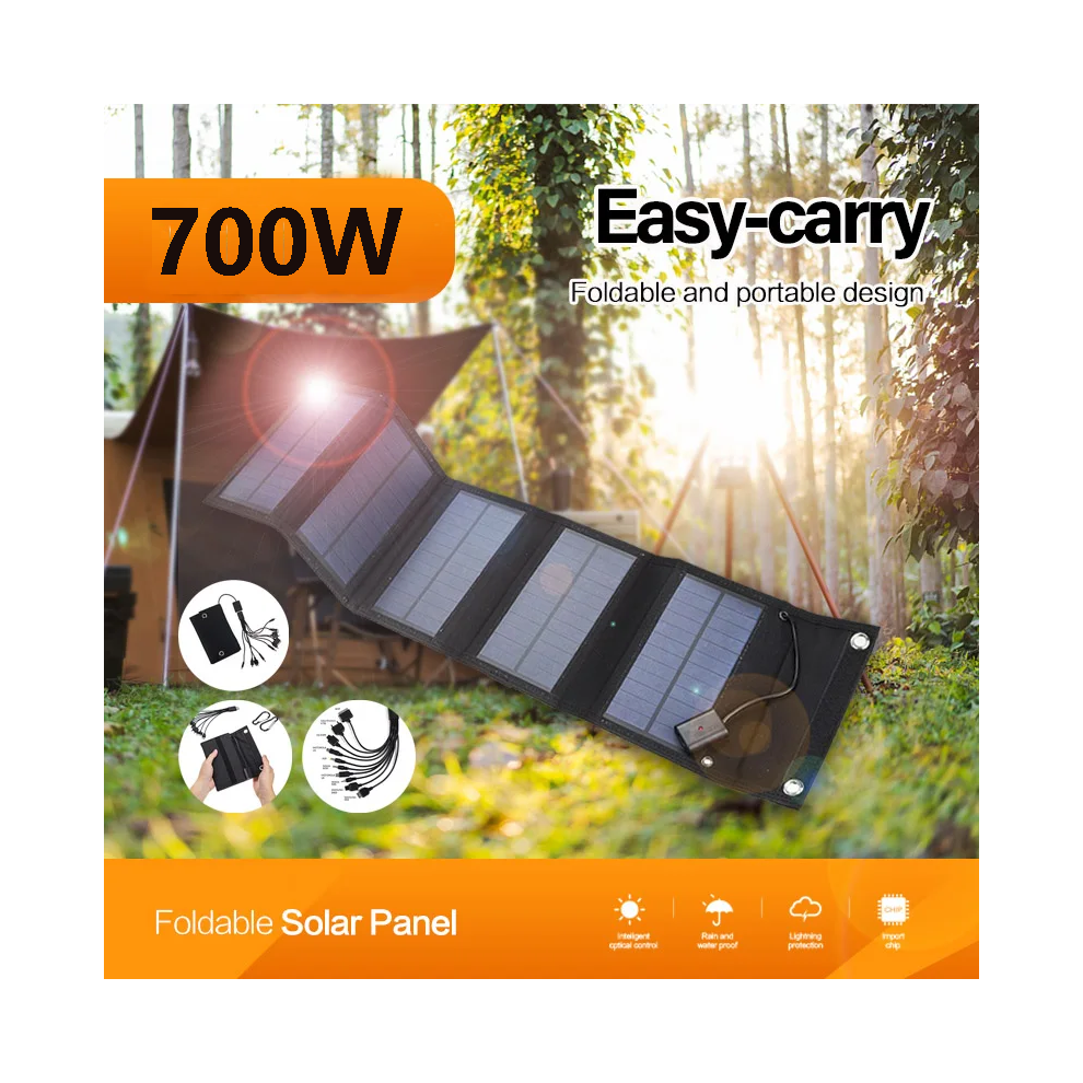 (SP-700W-Solar panels) 700W Foldable Solar Panel Phone Charger 5V USB Waterproof Power Banks for Cell Phone Outdoor Camping Emergency Solar Charging