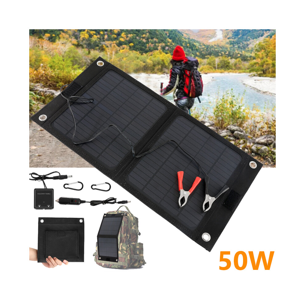 50W Foldable Solar Panel 12V Usb Portable Folding Solar Cell For Phone Charge Power Bank For Outdoor Hiking Camping Traveling 9036185386357