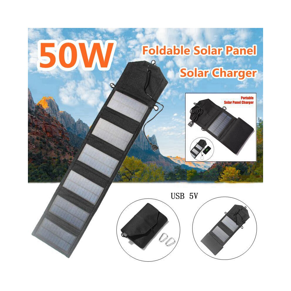 50W Foldable Solar Panel USB 5V Solar Charger Portable Panel Solar Solar Cells Outdoor Mobile Power Charger for Camping