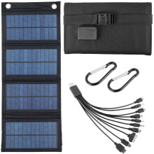 (1 set) Solar Panel Folding Charger IP65 Waterproof and Lightweight USB Solar Charger with 2 Hooks and 1 Adapter for Outdoor Activities