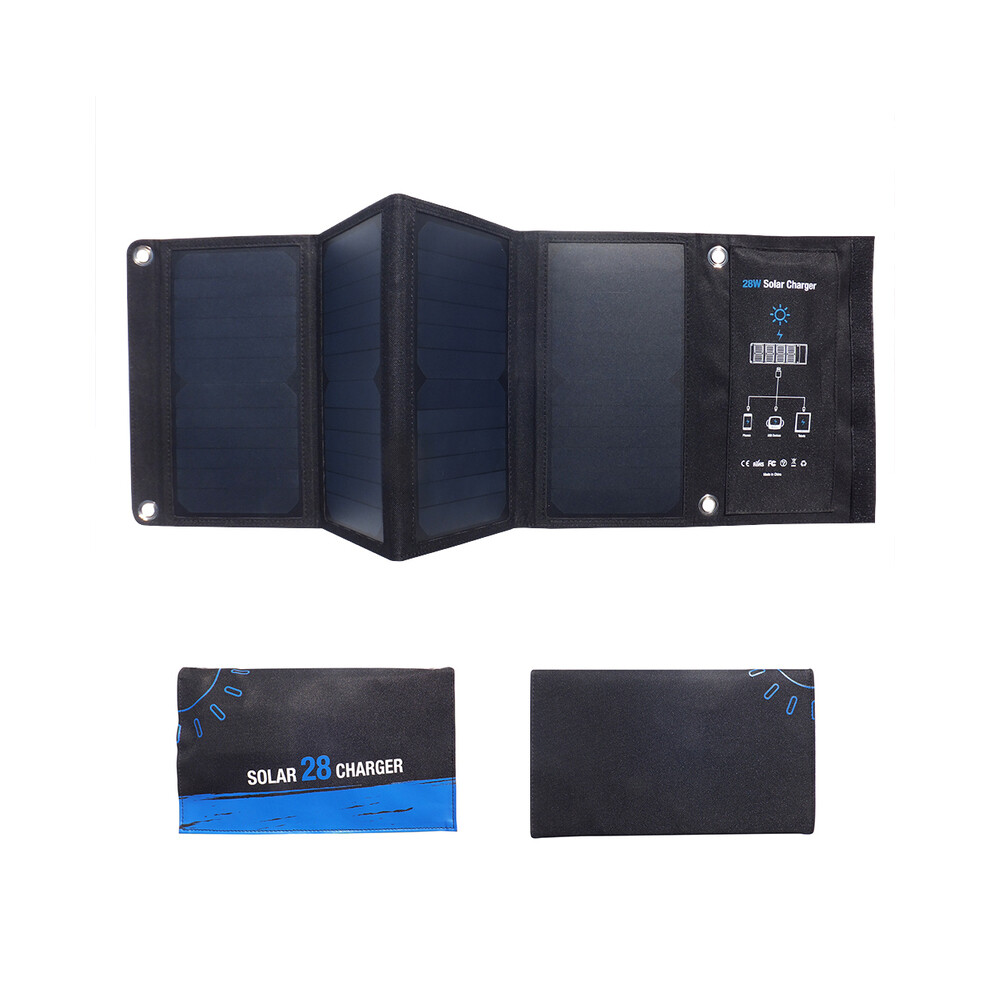 (28W, 5V) 28W Solar Charger 3 USB Ports Foldable Portable Solar Phone Charger with SunPower Solar Panel for mobilephone Camping