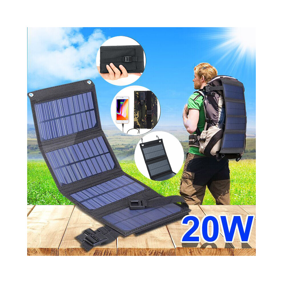 (Camouflage Design) Foldable Solar Panel 5V 20W Power Bank For Cell Phone Outdoor Waterproof Usb Battery Charge For Camping Accessories