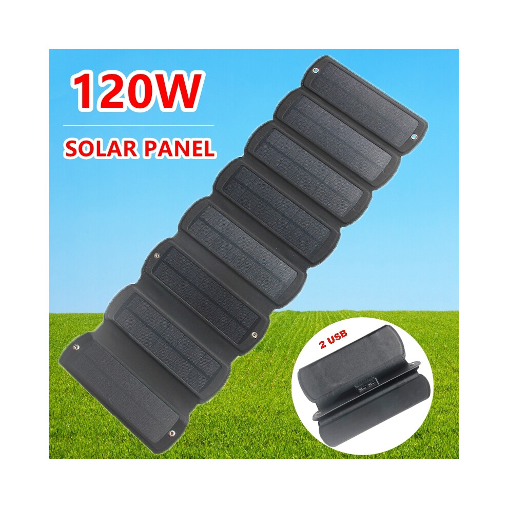 120W Foldable Solar Panel Dual USB 5V Solar Charger Waterproof Solar Cell Portable Outdoor Mobile Phone Power for Camping