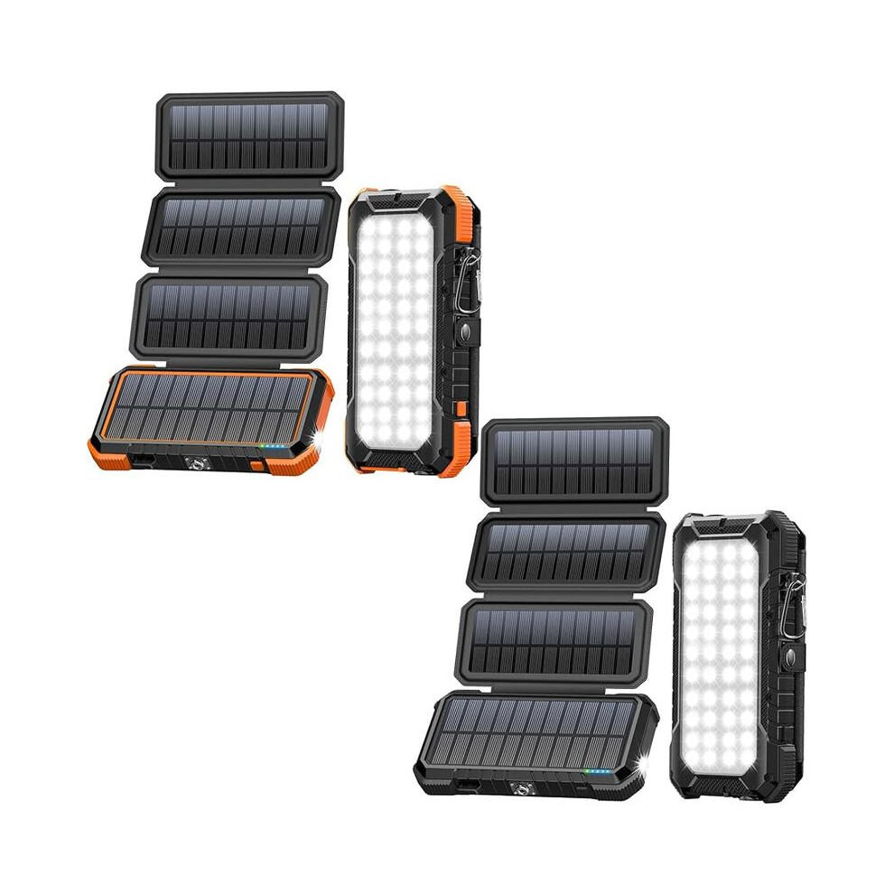 (Black 1pc 20000mah) 1pc Packs of 20,000mAh PD 18W Fast Solar Charger with Foldable Panels, High Capacity Solar Power Bank External Backup Battery