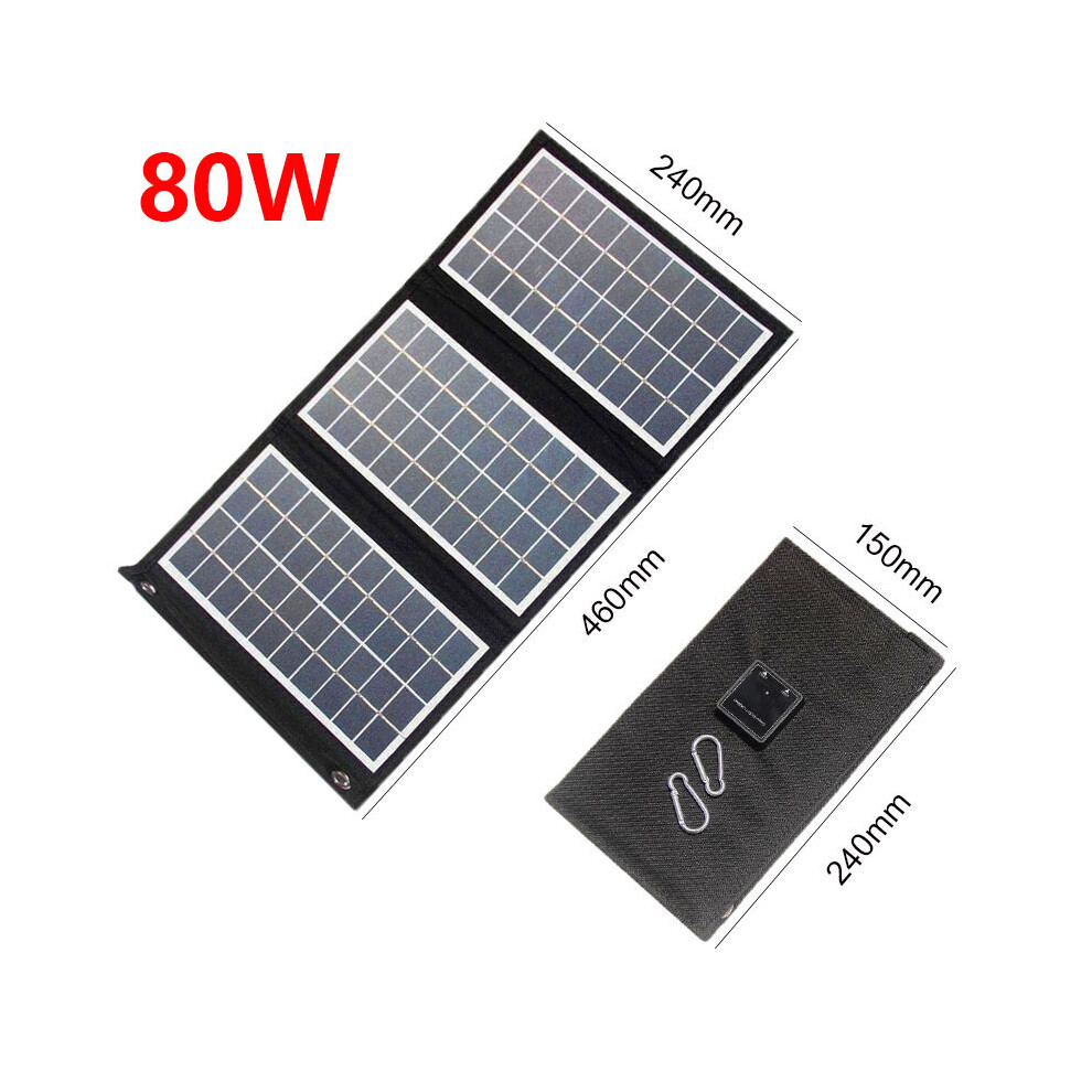 (80W) 100W/80W/60W Foldable Solar Panel Portable Dual USB 5V Charger for Camping Outdoor Power Station Cell Phone Tablet Power