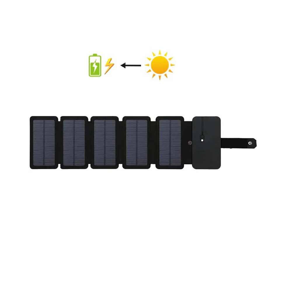 (Black 5) Outdoor Multifunctional Portable Solar Charging Panel Foldable 5V 1A USB Output Device Camping Tool High Power Output