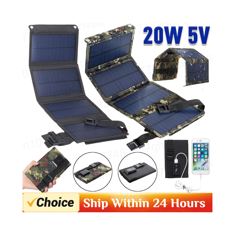 (champagne) Solar Cell 20W Photovoltaic Panels USB Charger System Battery 5V Portable Flexible Foldable Energy Power Sunpower Camping