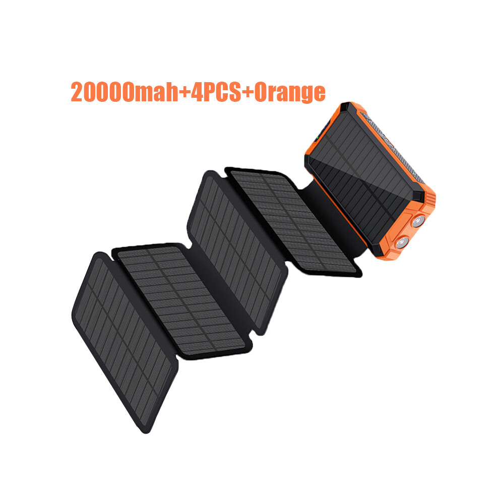 (20000mah-4PCS-Or) Portable Solar Panel Power Bank 20000mAh 12V 5V Usb Portable Solar Cell Solar Panels With Battery Charger For Phone Power