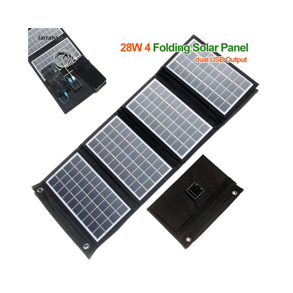 (28W Solar Cells) Solar Panel Folding Pack 28W 21W 14W 5V Photovoltaic Charger Solar Outdoor Power Bank Charging Board Dual USB Solar PV Cells