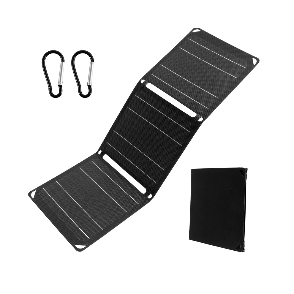 (black) Foldable Solar Panel 21W IP68 Waterproof Outdoor Cells Battery Charger High Efficiency ETFE Solar Panel for Phone Power